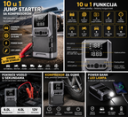 Jump Starter 4u1 za auto – Starter, kompresor, power bank i LED lampa